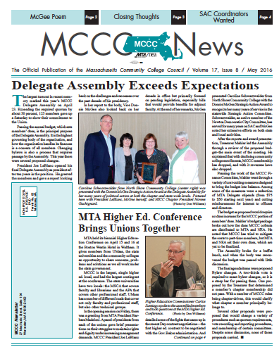 May 2016 Newsletter