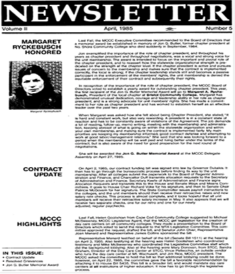 April Newsletter 1985