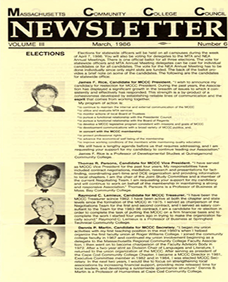 March Newsletter 1986